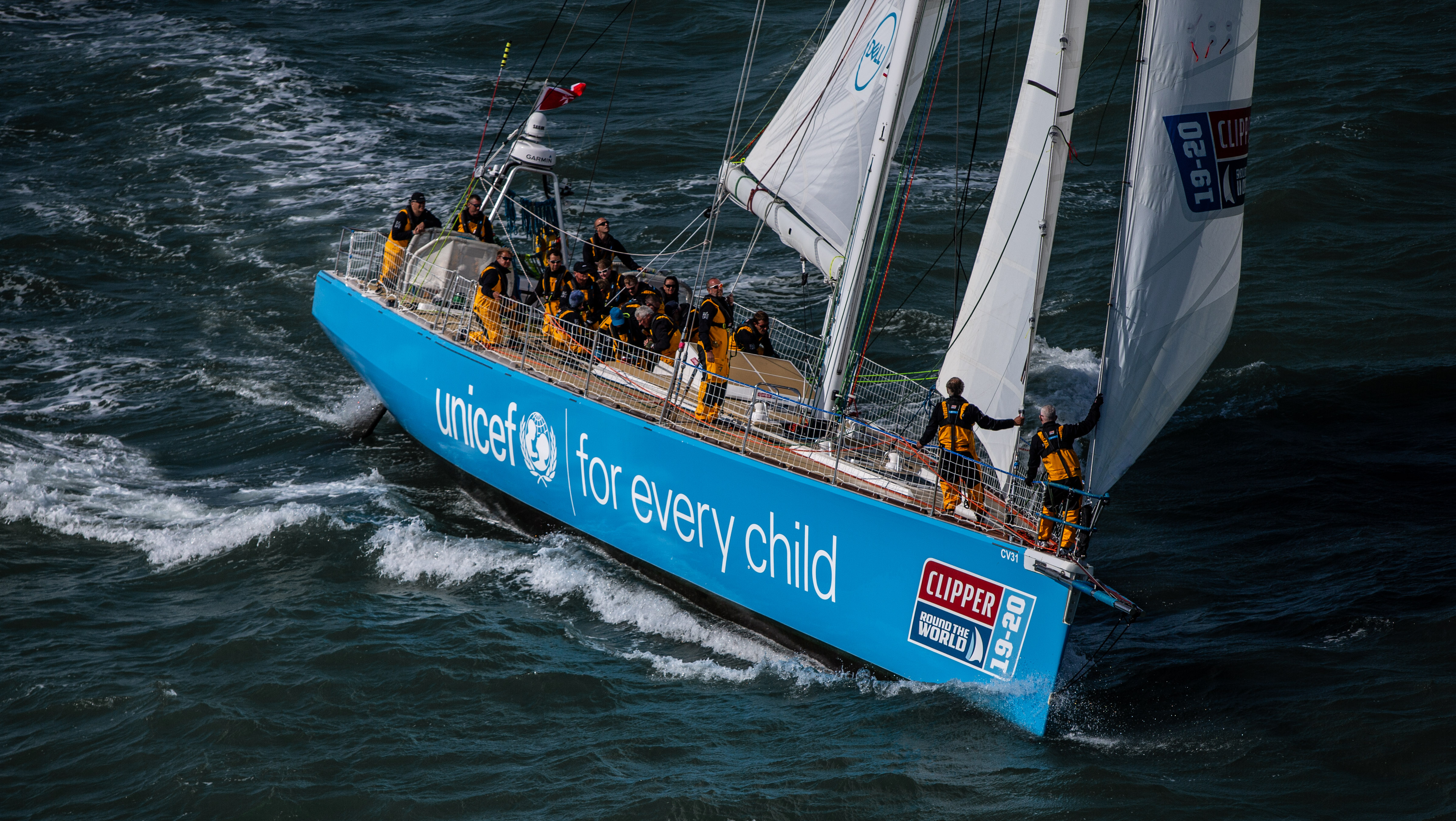 The Clipper Round the World Race fleet leaving gosport for the race start in London.